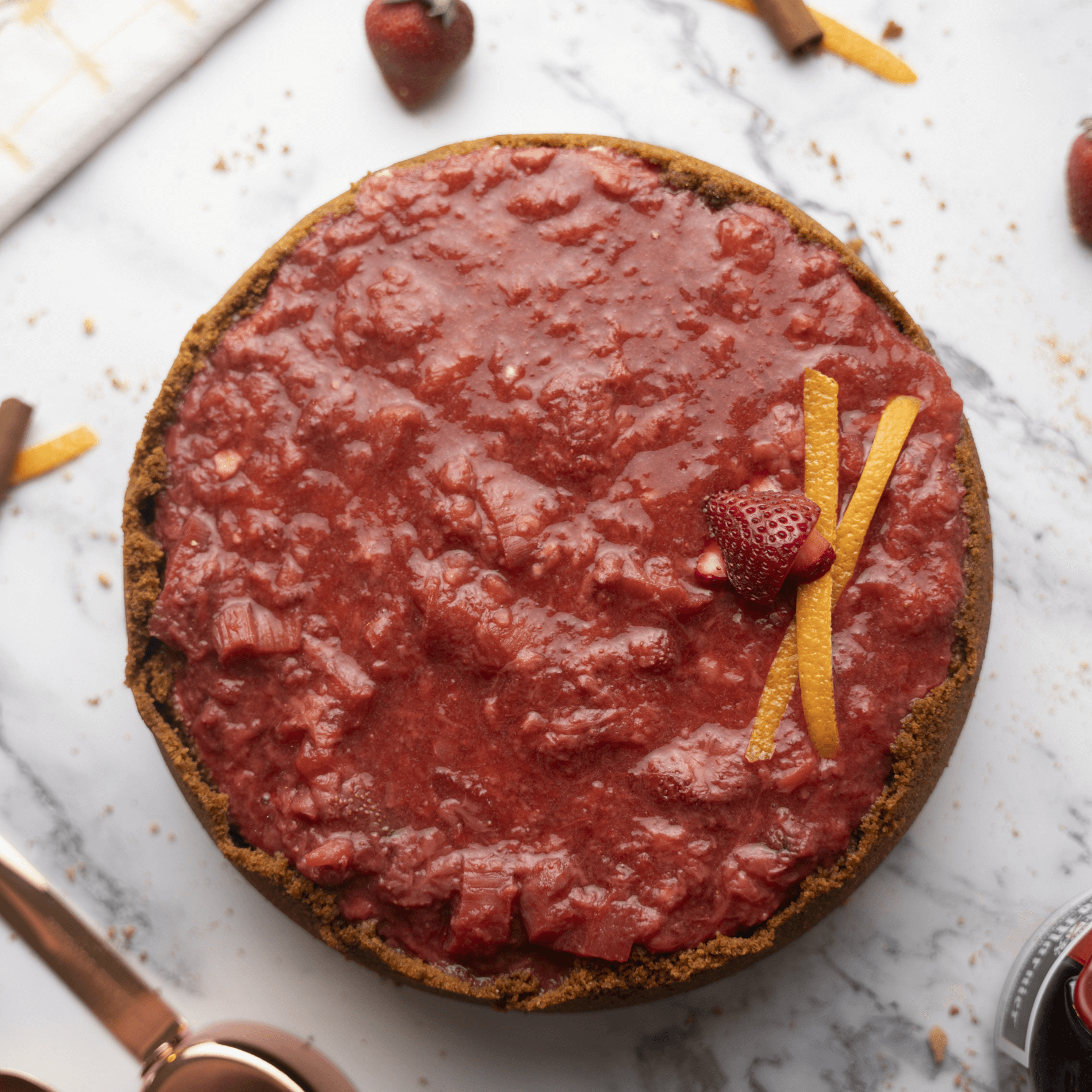 Strawberry Rhubarb Cheesecake